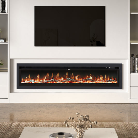 New 70/80 inch 3 in 1 Electric Fireplace with Remote 12 Flame Colours 1800W