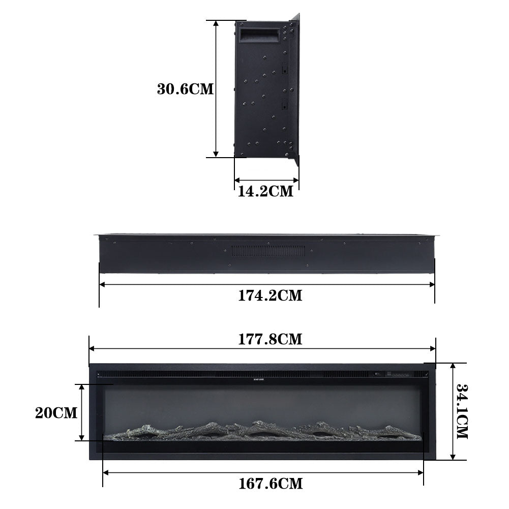 New 70/80 inch 3 in 1 Electric Fireplace with Remote 12 Flame Colours 1800W