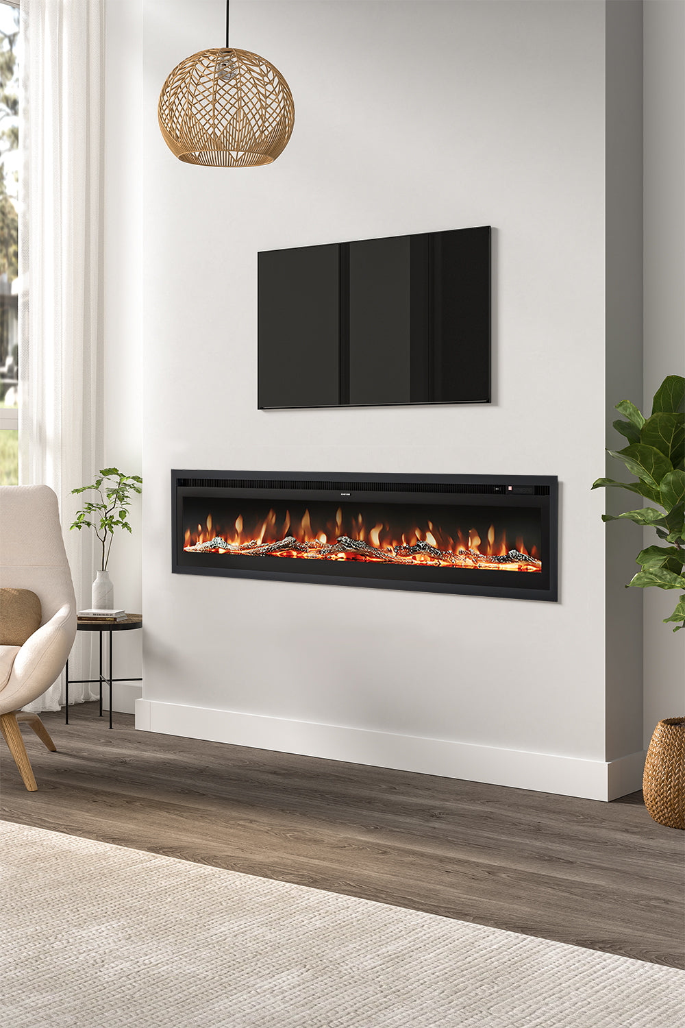 New 70/80 inch 3 in 1 Electric Fireplace with Remote 12 Flame Colours 1800W