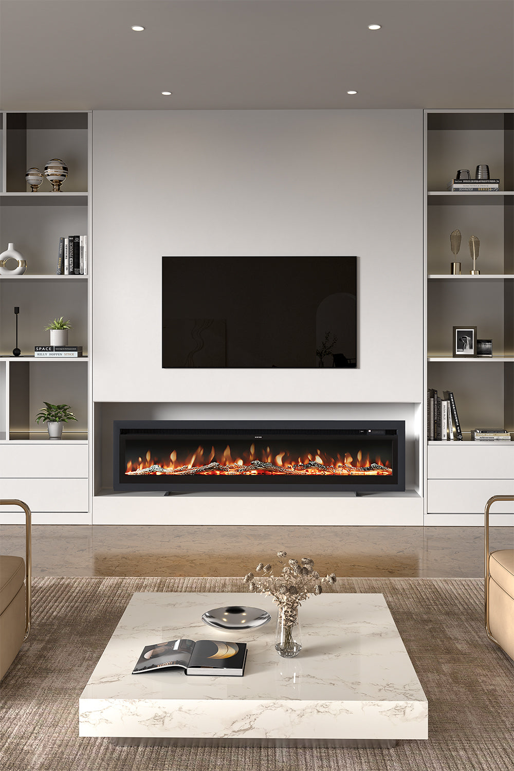 New 70/80 inch 3 in 1 Electric Fireplace with Remote 12 Flame Colours 1800W