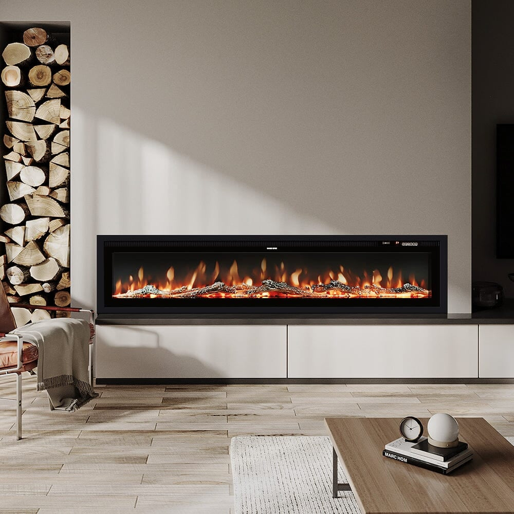 40/50/60 Electric Fireplace 9 Colour LED Flame Effect Heater With Remote Control