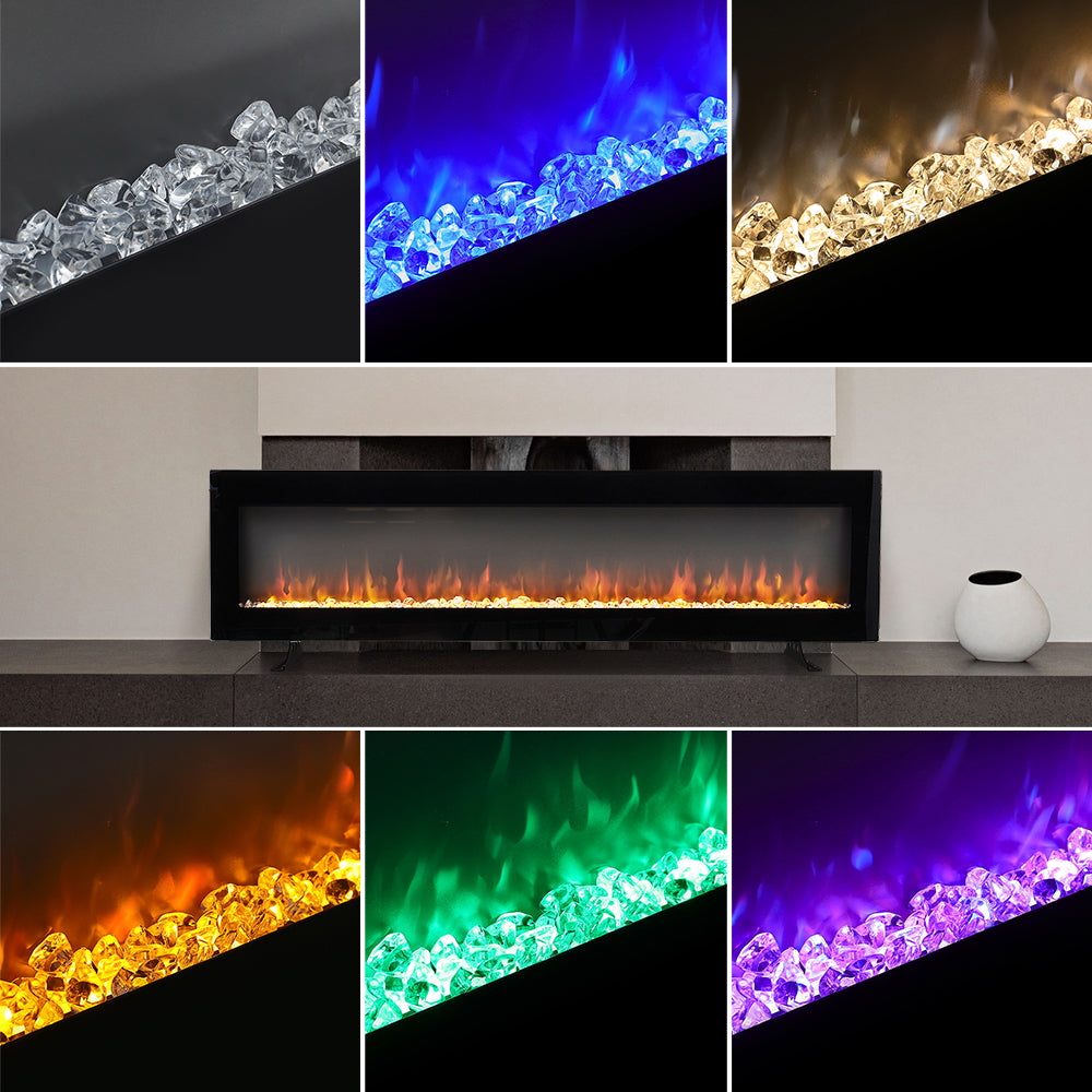 New 40/50/60 Electric Fireplace 9 Colour LED Flame Effect with Remote Control