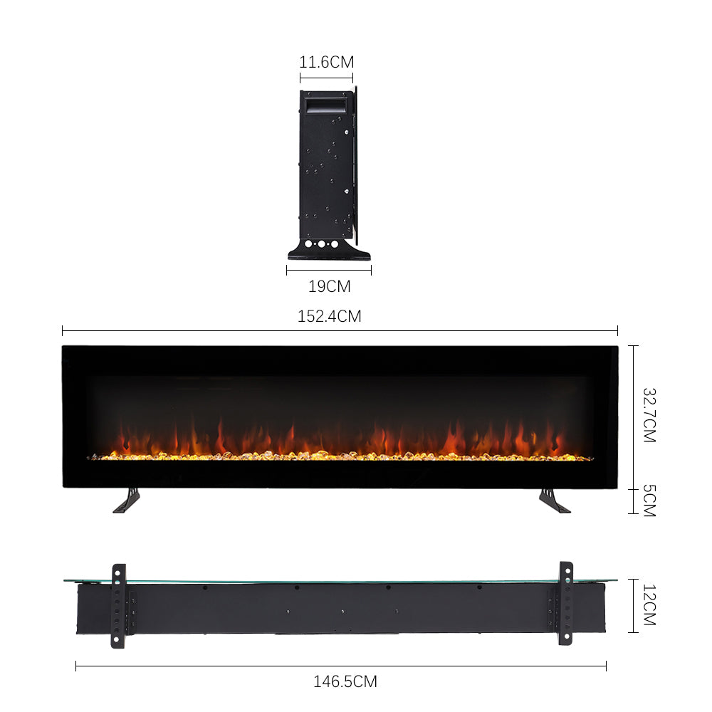 New 40/50/60 Electric Fireplace 9 Colour LED Flame Effect with Remote Control