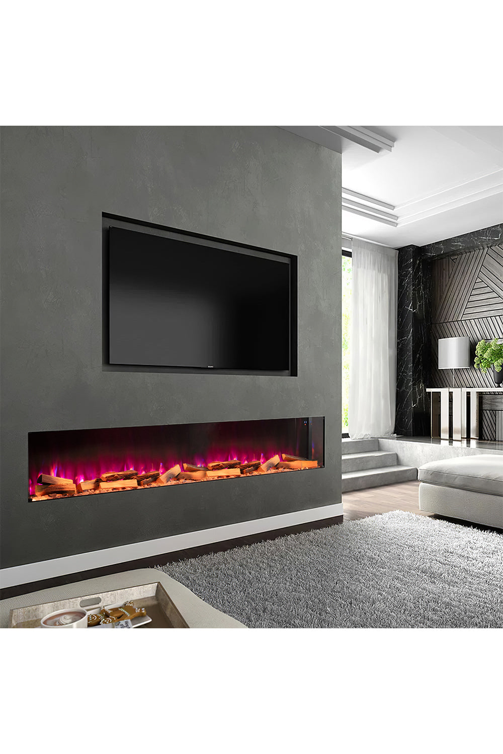 New 40/50/60/70 inch Smart Control 3-Sided Electric Fireplace with Crackling Sound