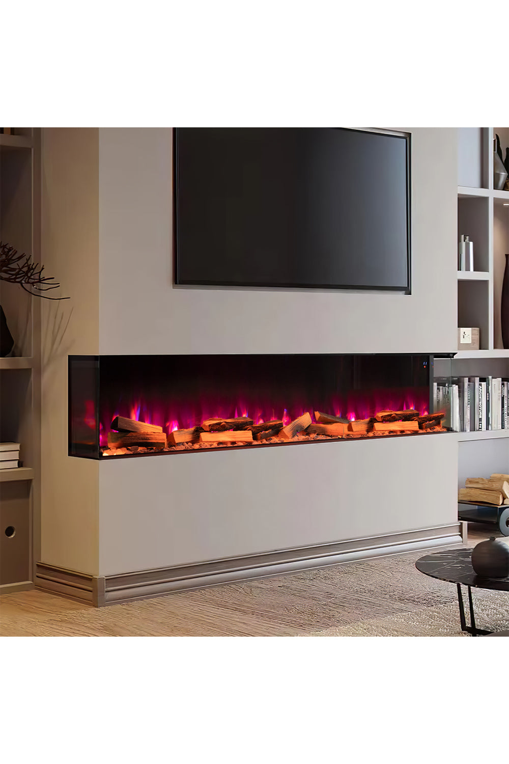 New 40/50/60/70 inch Smart Control 3-Sided Electric Fireplace with Crackling Sound