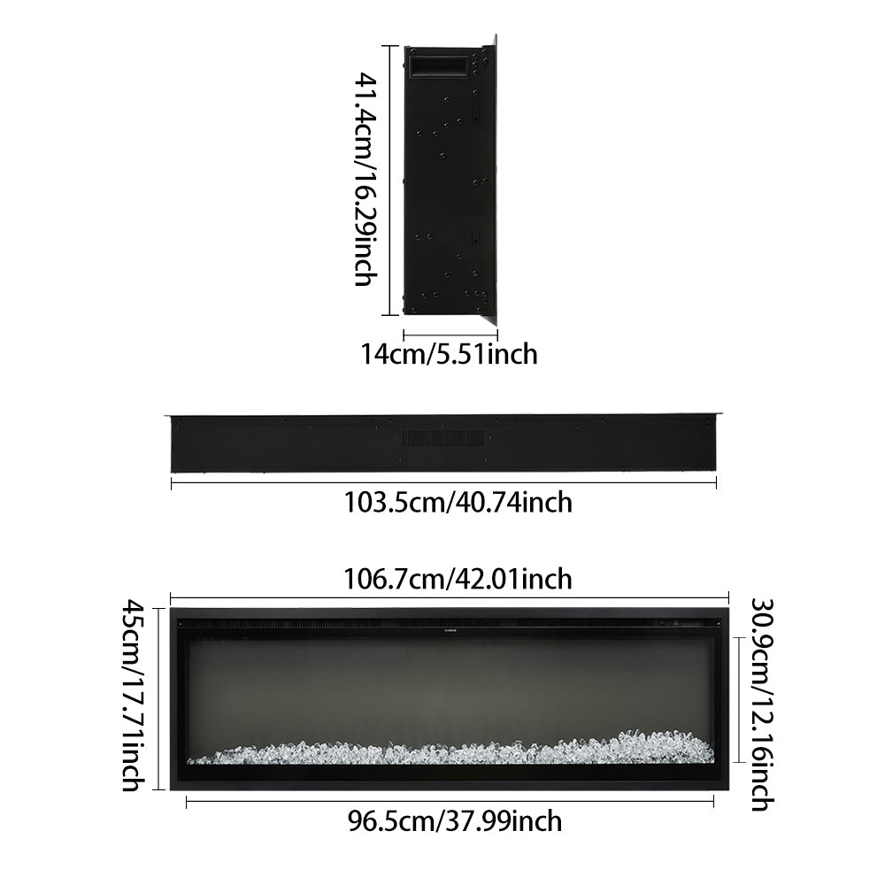 New Wide View Media Wall Electrical Fireplace with Remote