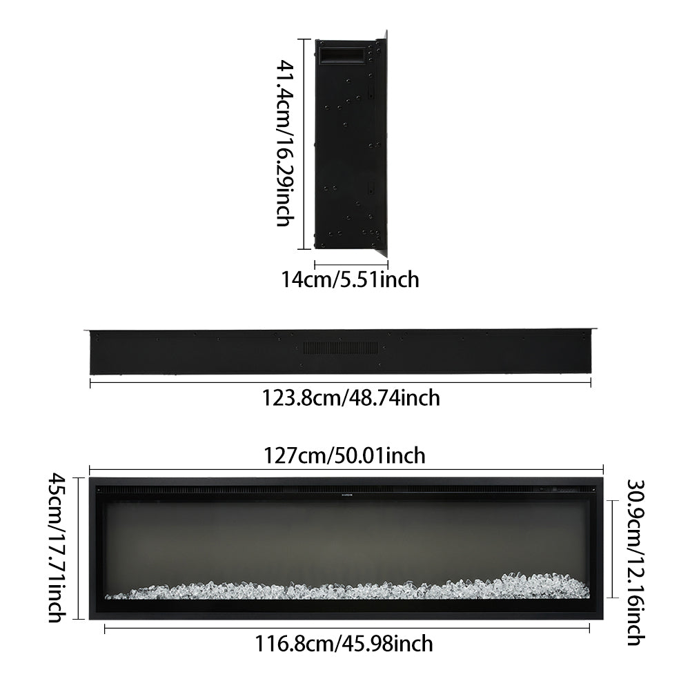 New Wide View Media Wall Electrical Fireplace with Remote