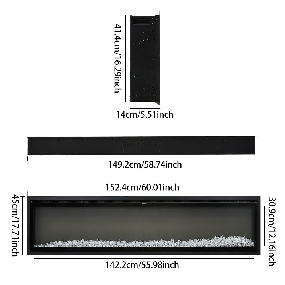 New Wide View Media Wall Electrical Fireplace with Remote
