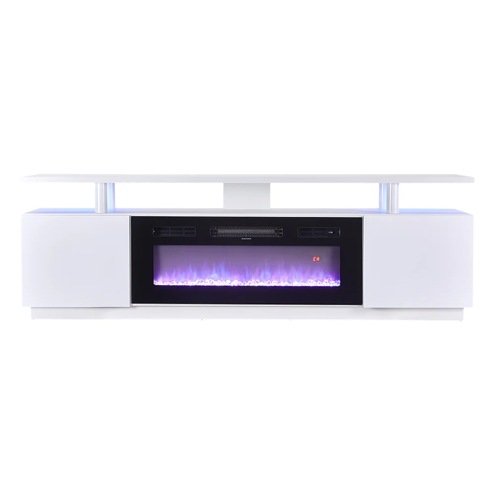 New 70 Inch LED TV Stand with Electric Fireplace and Remote