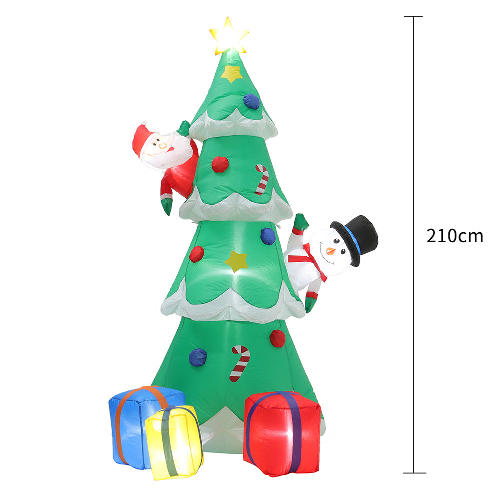 Inflatable Xmas Tree Snowman Air Blown with 7 LED Lamp Garden Decor