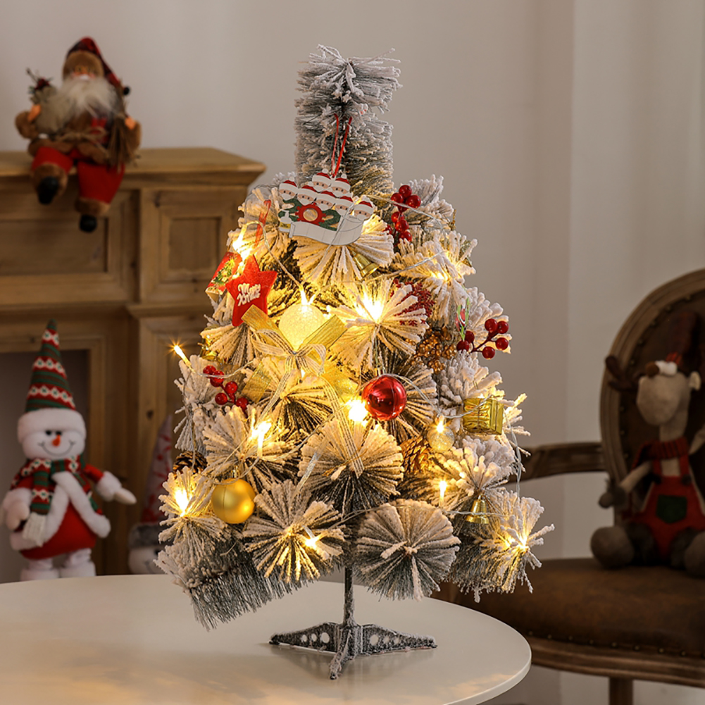 New Mini DIY Christmas Tree With LED Light Tabletop Ornament