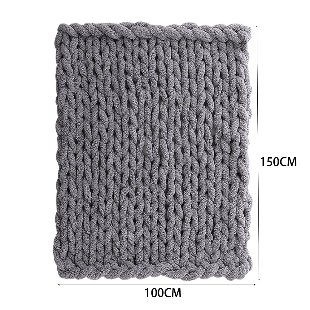 Hand-Woven Chenille Blanket for Couch and Bed 100cm