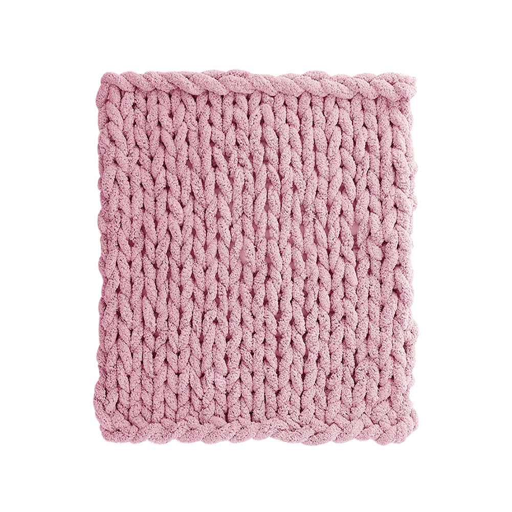 Pink Hand-Woven Chenille Blanket 100cm