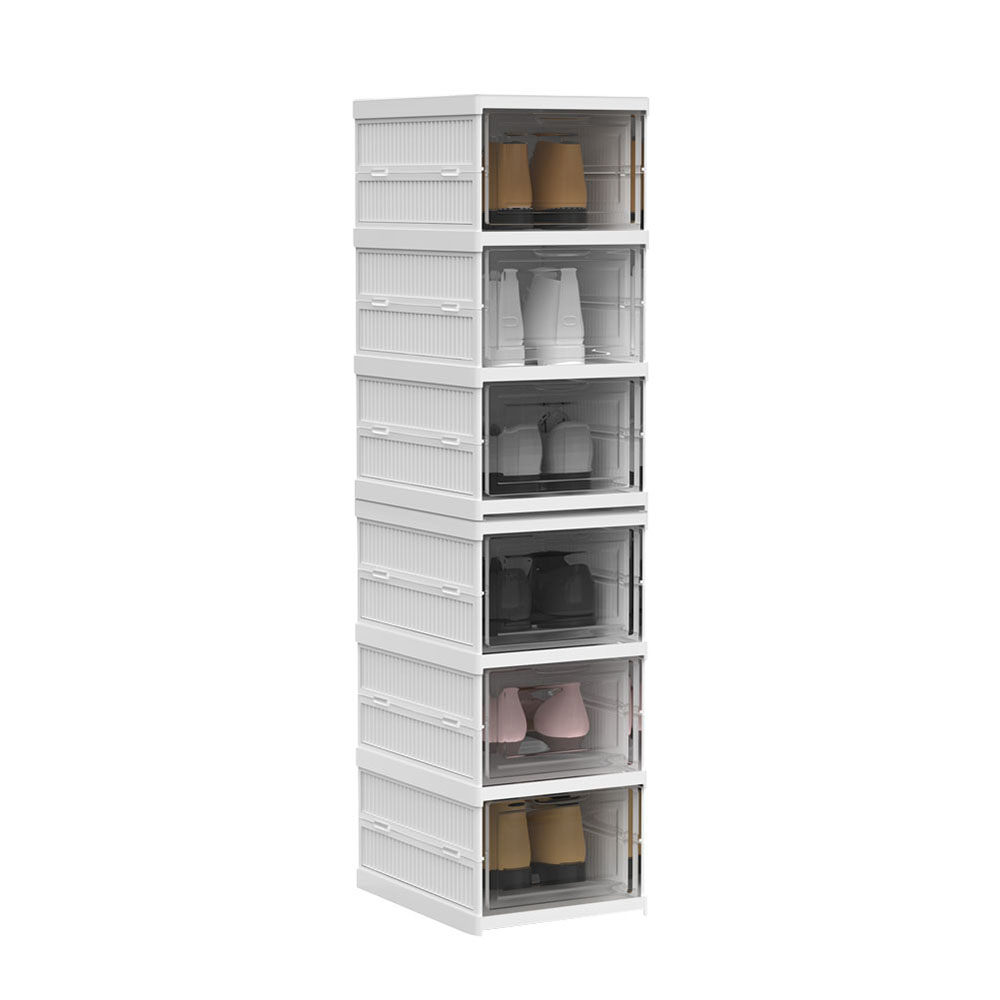New 6 Tier Foldable Shoe Storage Box Unit White