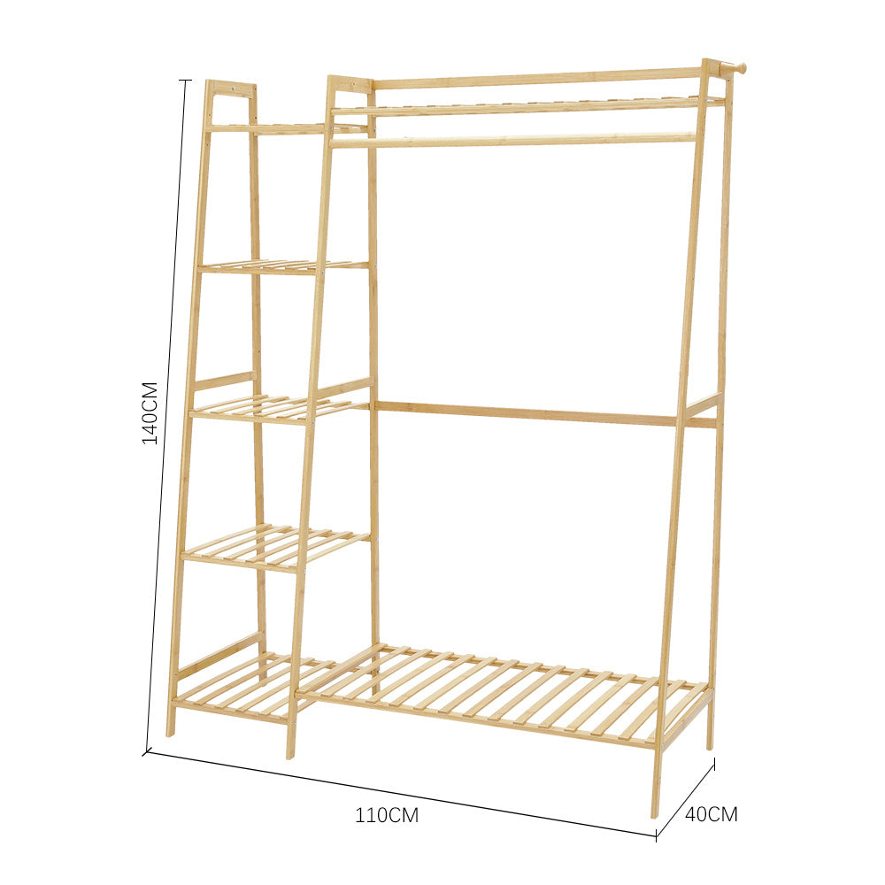 Bamboo Bedroom Garment Clothes Rack Natural 110 cm W