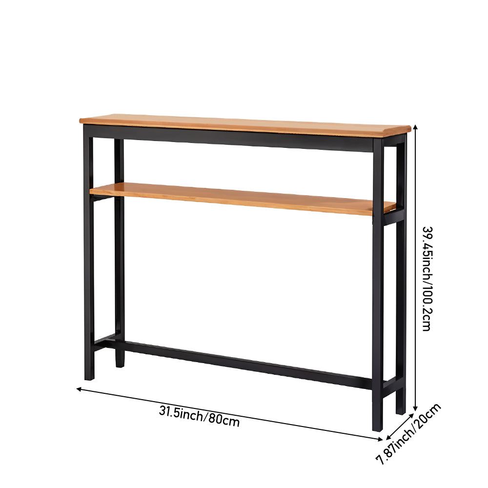2 Tier Slim Table Wooden Tabletop
