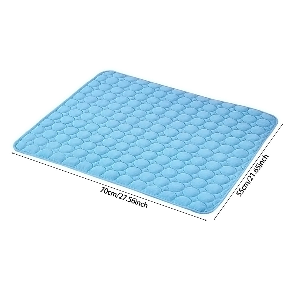 Summer Cooling Ice Silk Dog Bed Mat Blue