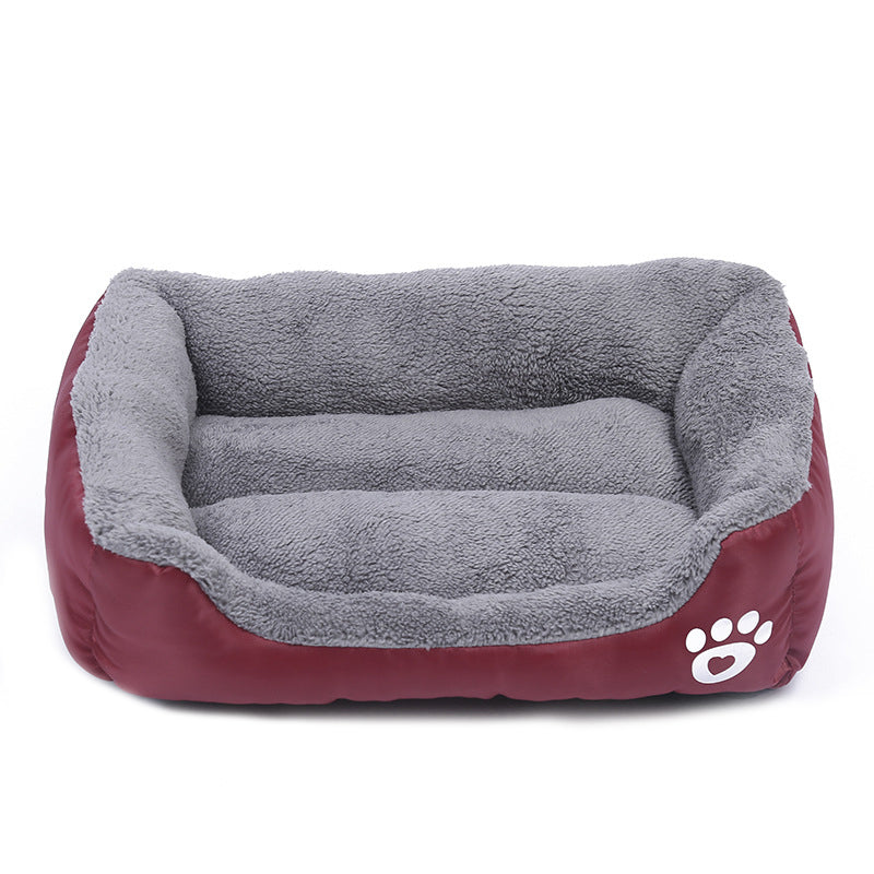 Wine Red Waterproof Pet Bed for Cats and Dogs