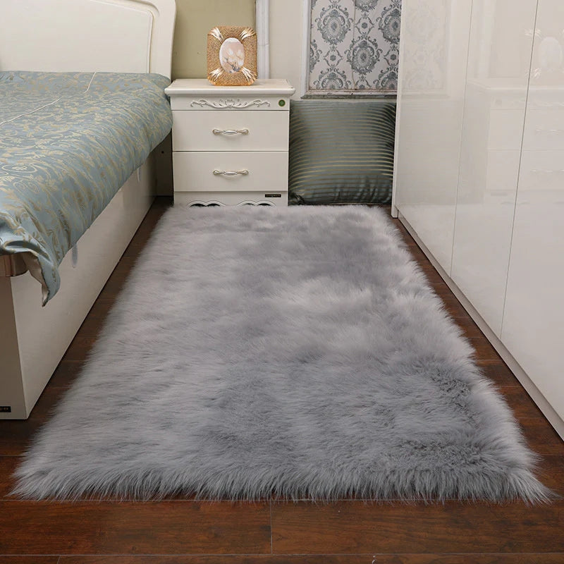 Retangular Super Soft Shaggy Area Rug Grey