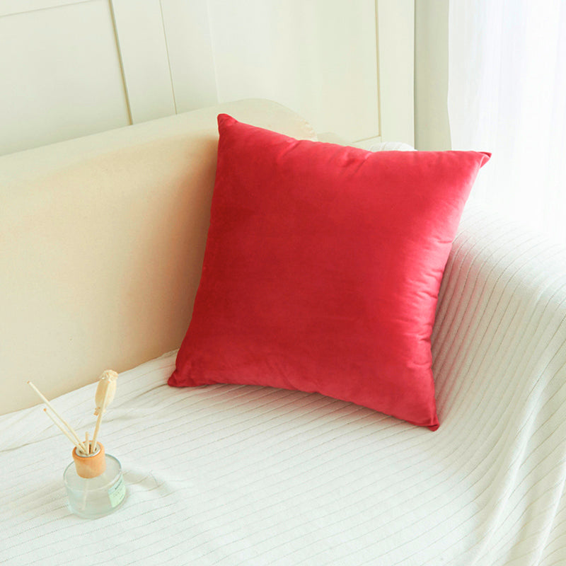 Modern Bright Red Velvet Throw Cushion