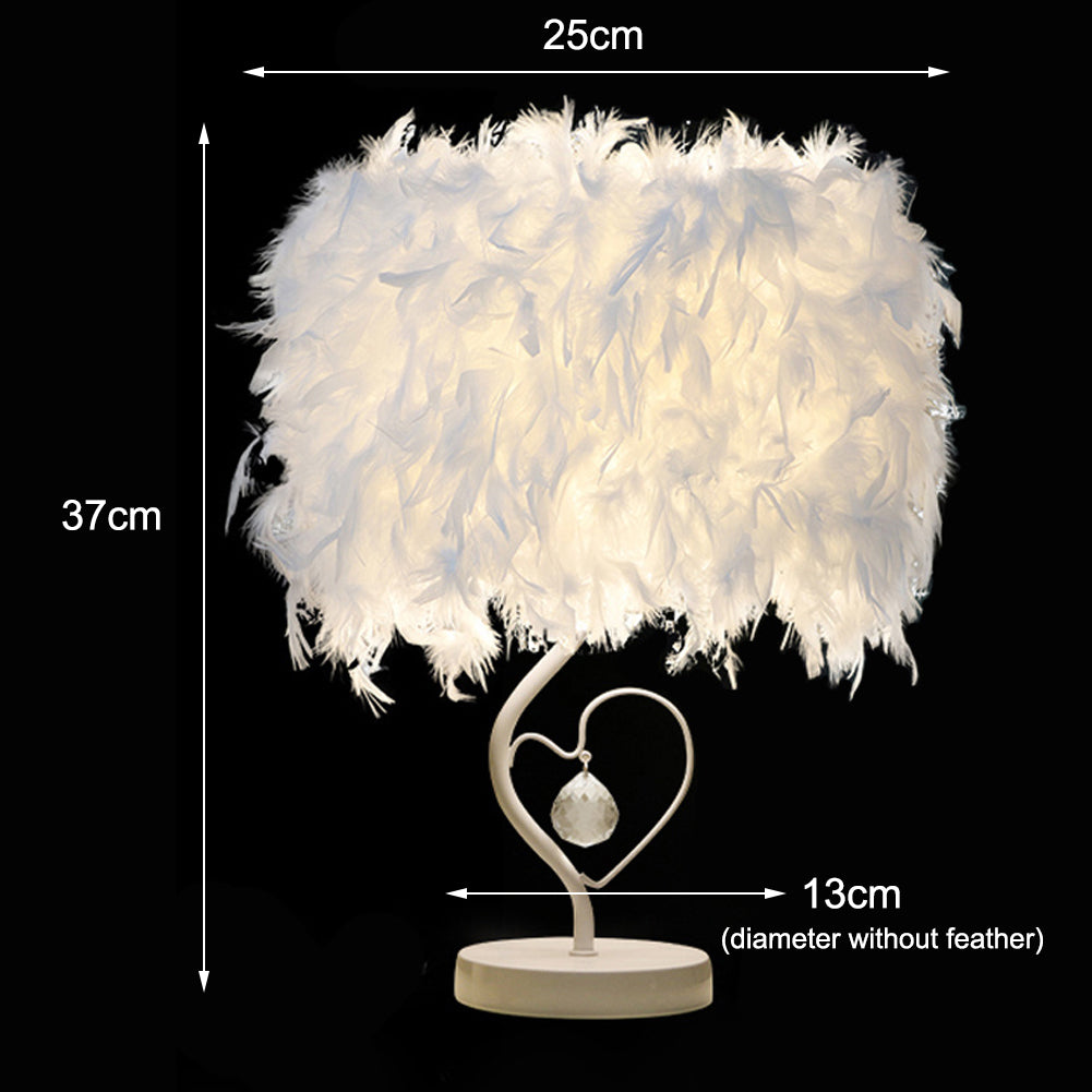 Modern Feather Bedside Table Lamp Heart-Shaped