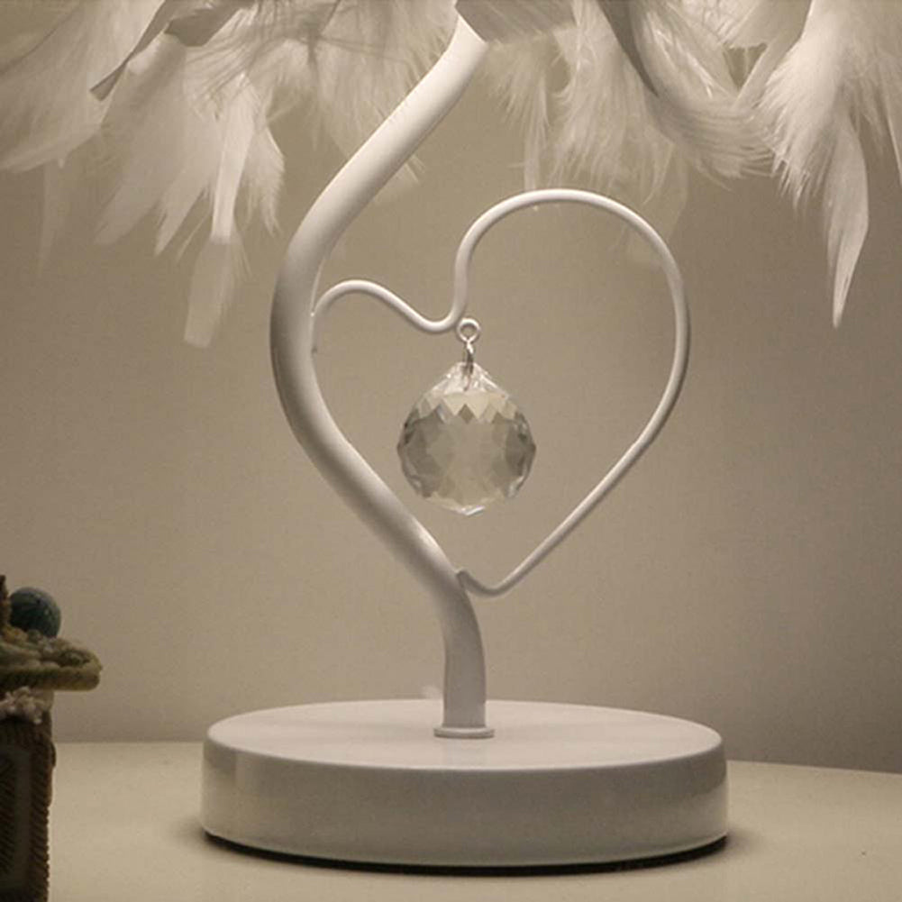 Modern Feather Bedside Table Lamp Heart-Shaped