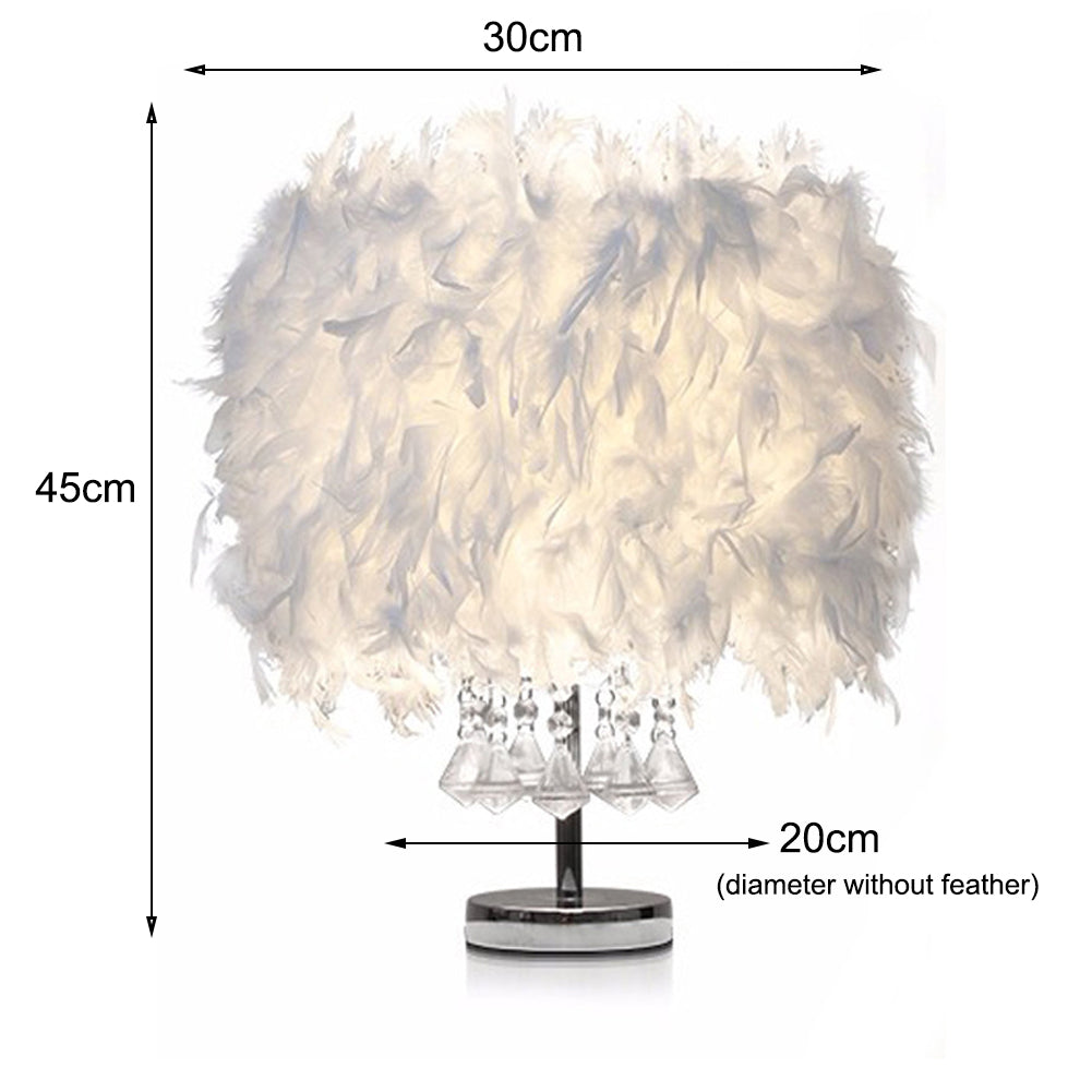 Modern Feather Bedside Table Lamp with Crystal Strings