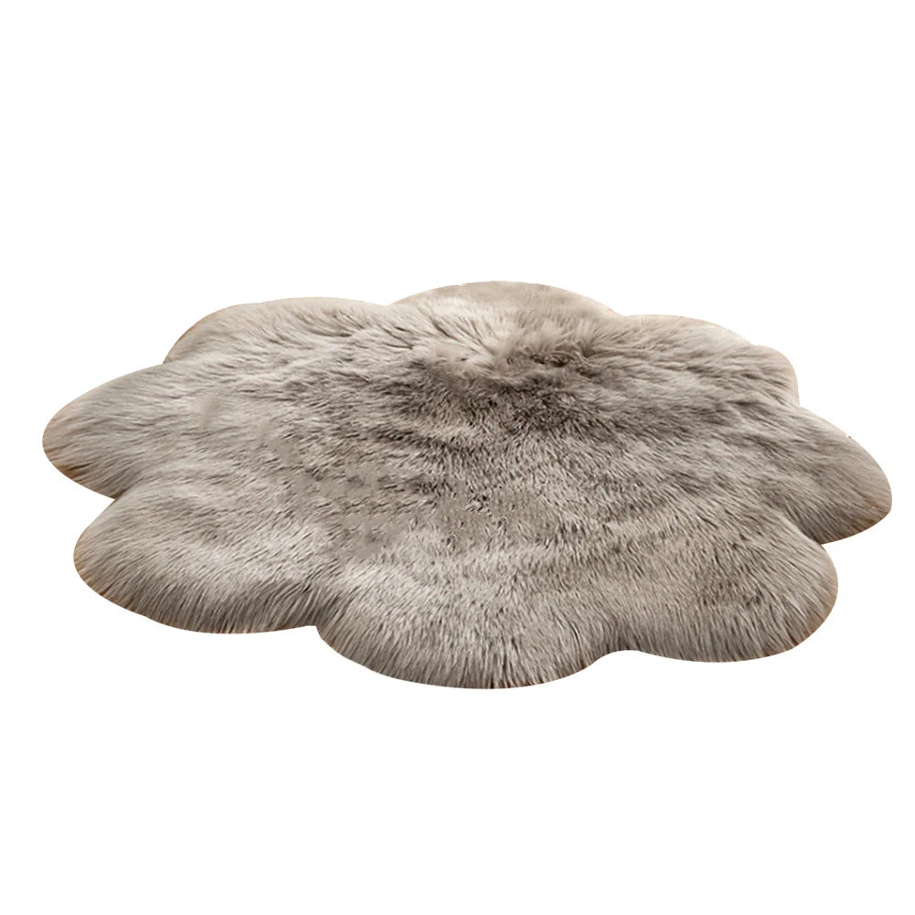 Flower Shaped Super Soft Shaggy Area Rug Grey Dia 90cm