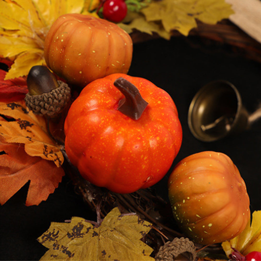 Halloween Pumpkin Bell Harvest Wreath with Warm Lights