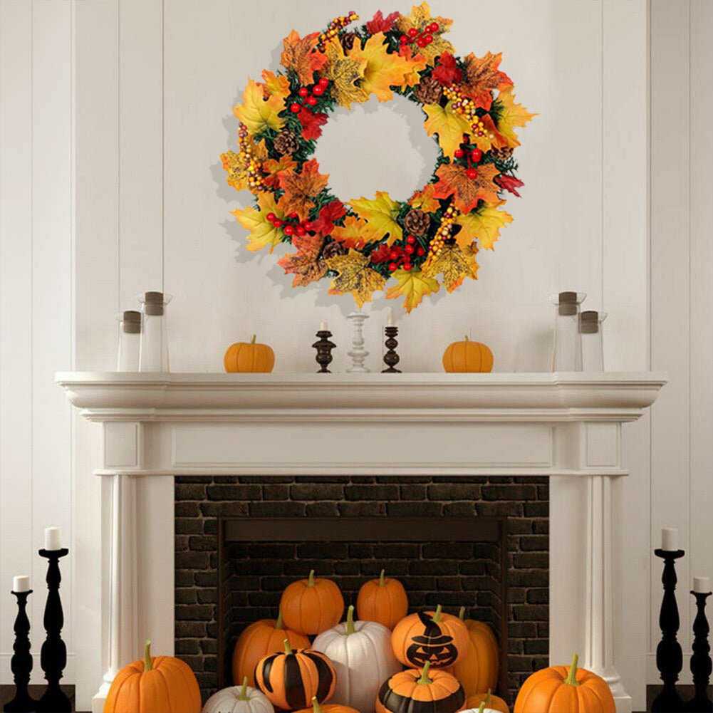 Artificial Maple Leaf Wreath Outdoor Decoration for Halloween