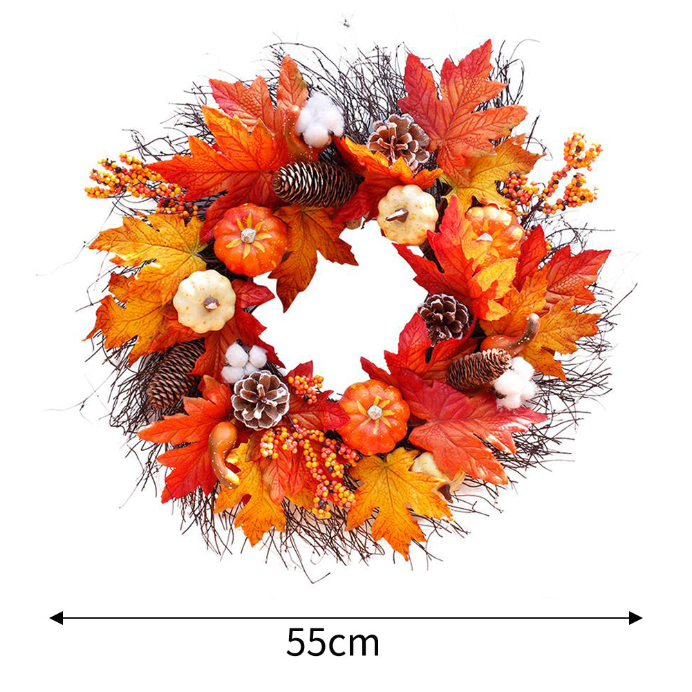 Autumnal Halloween Door Decorative Wreath Maple Pumpkin