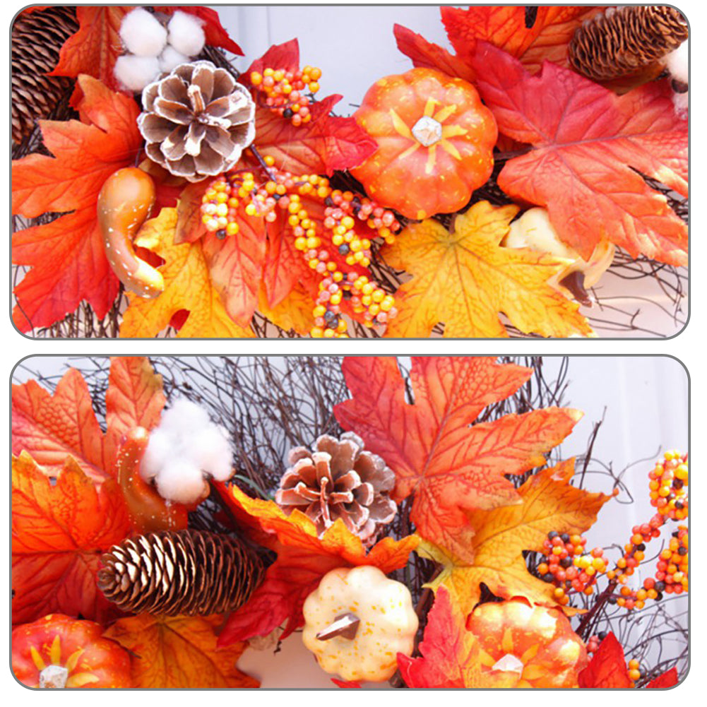 Autumnal Halloween Door Decorative Wreath Maple Pumpkin