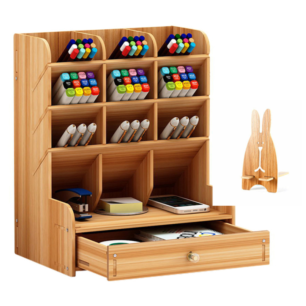 Desk Organiser with Pen Holder and Rabbit Phone Stand