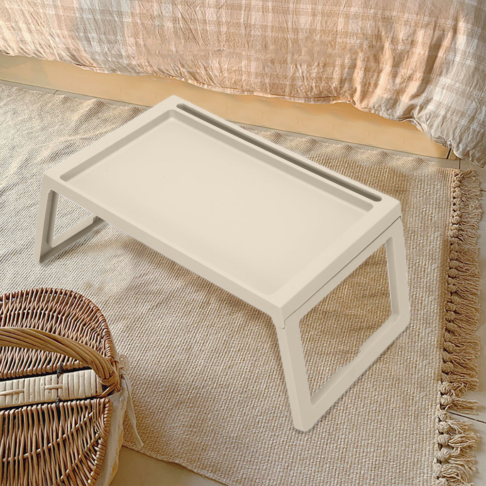 Plastic Folding Laptop Bed Desk Cream White