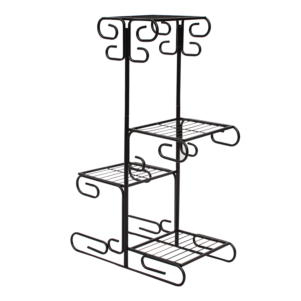 New European Black Metal Plant Pot Stand Tiered Flower Pot Display