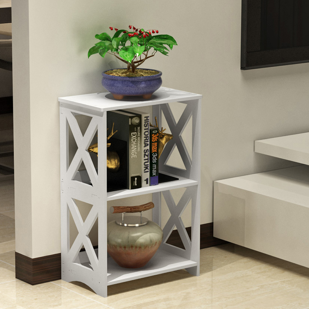 New White 3 Tiers Bookshelf and Side Table