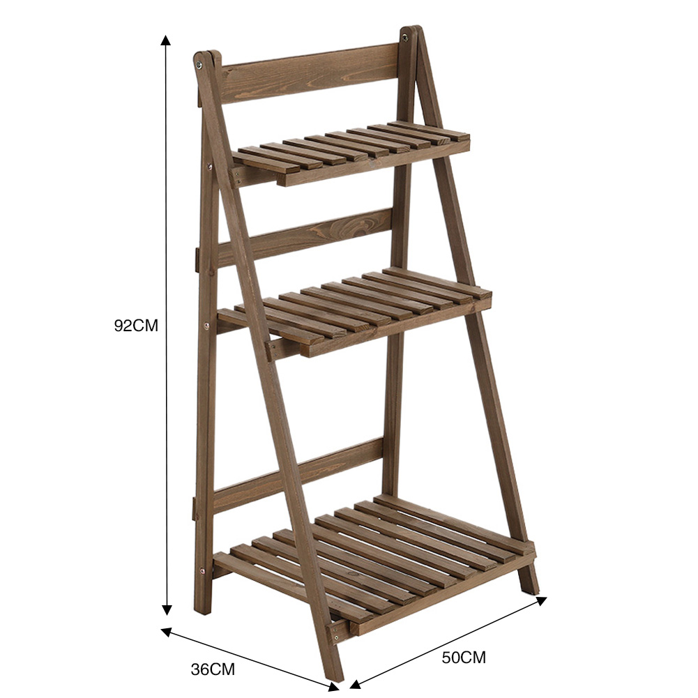 New 3 Tier Wooden Flower Stand Plant Display Shelf Storage Rack