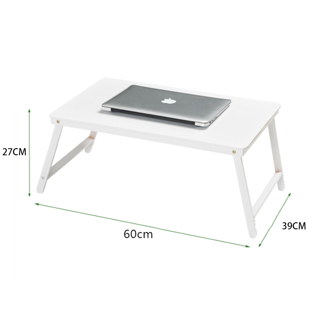 New White Portable Wooden Folding Bed Table for Laptop and Study