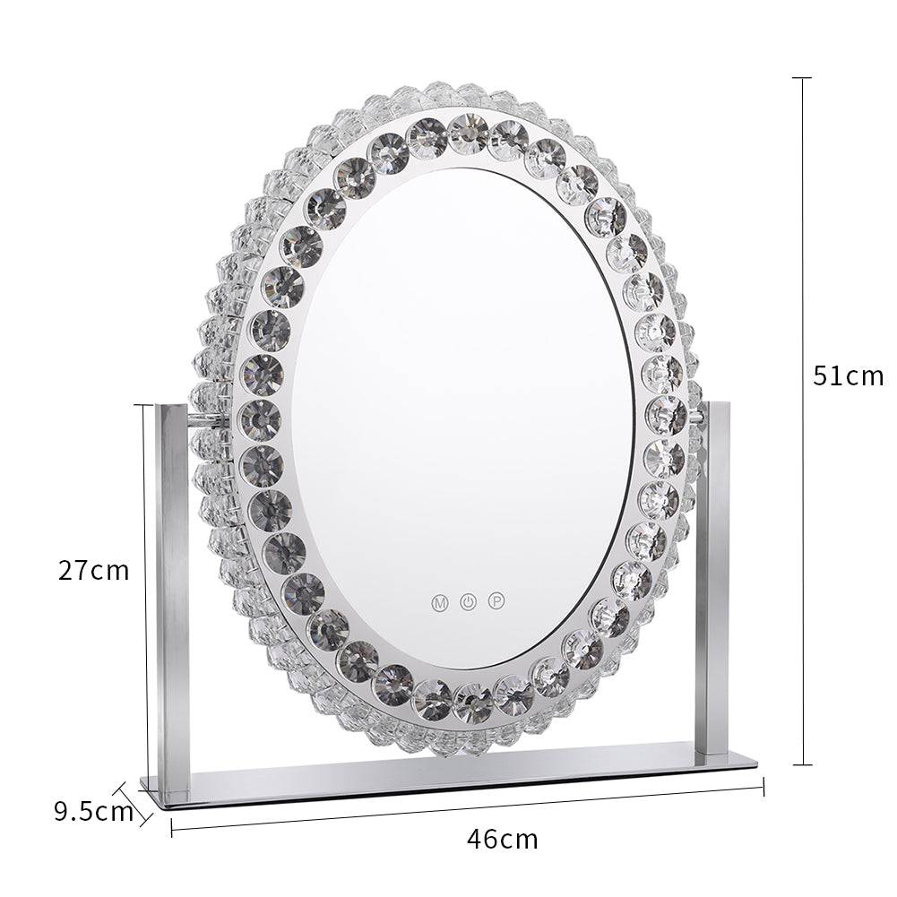 New Oval Crystal LED Hollywood Vanity Mirror with Touch Screen