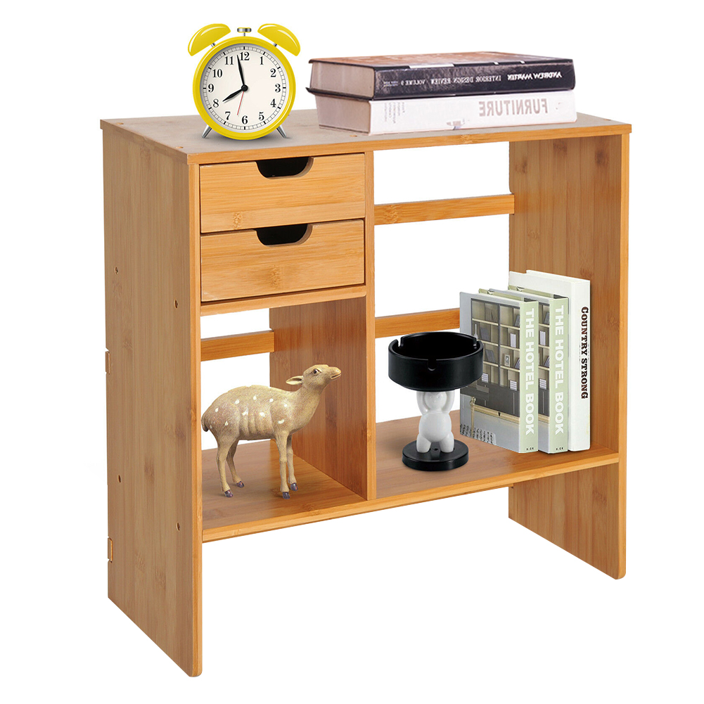 New Wooden Desktop Bookshelf with 2 Drawers