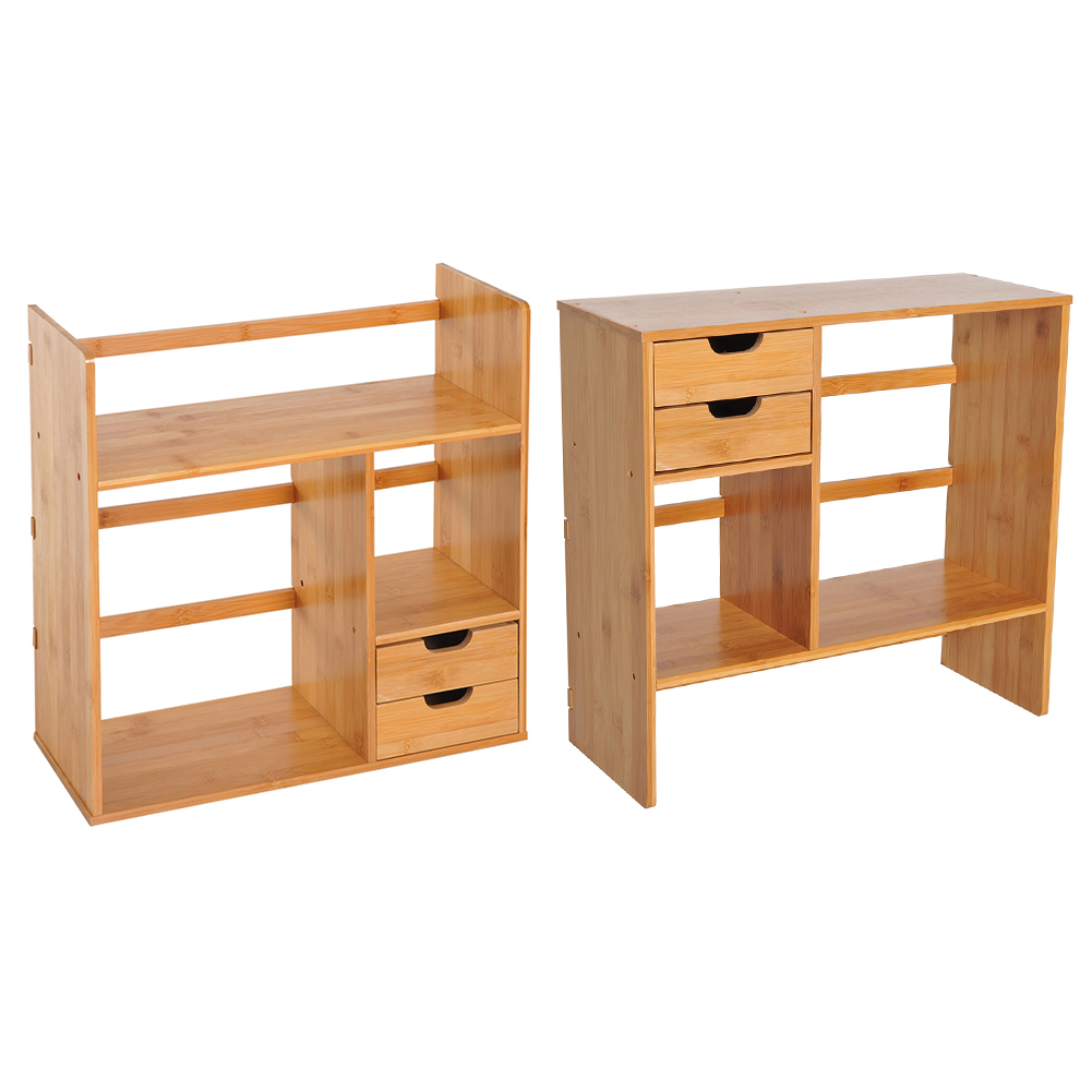 New Wooden Desktop Bookshelf with 2 Drawers
