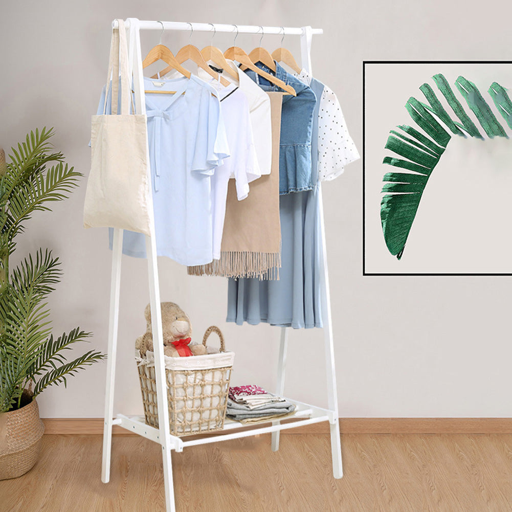 New Wooden Free Standing Clothes Rack for Entryway White