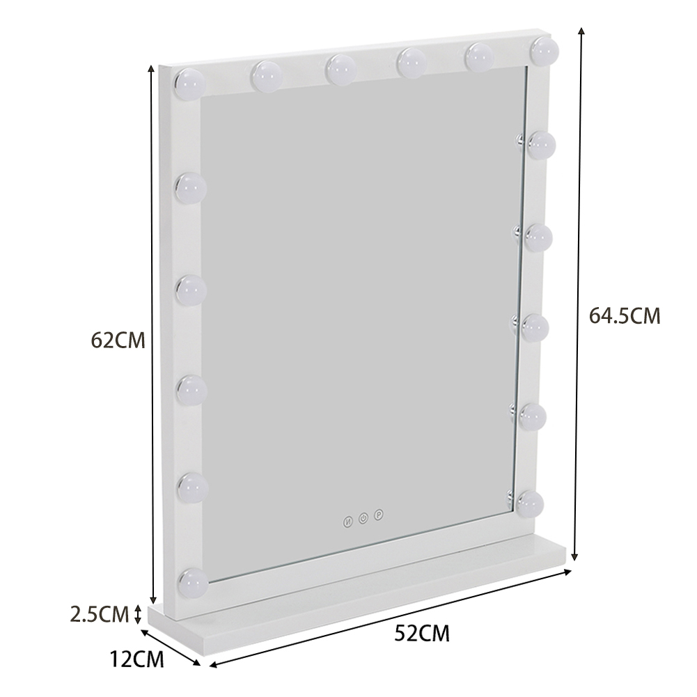 New Hollywood Style Lighted Rectangular Makeup Mirror with Base