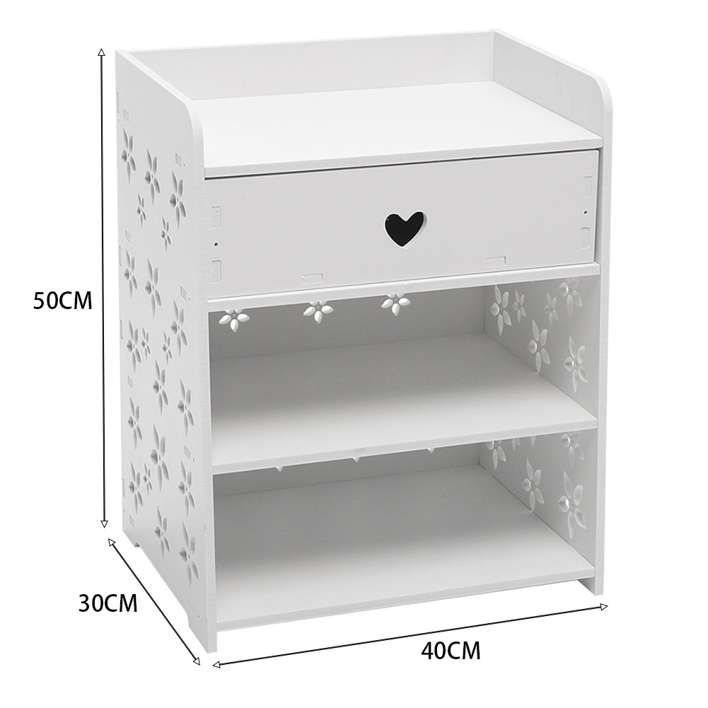 New White Wooden Decorative Storage Cabinet with Drawer