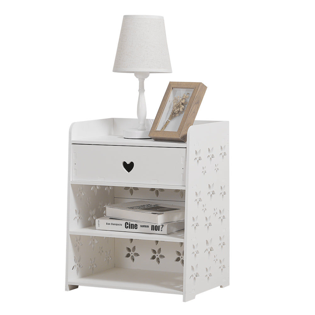 New White Wooden Decorative Storage Cabinet with Drawer