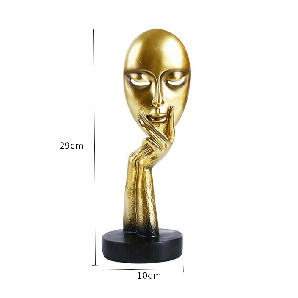 Abstract Resin Woman Face Statue 29cm Gold