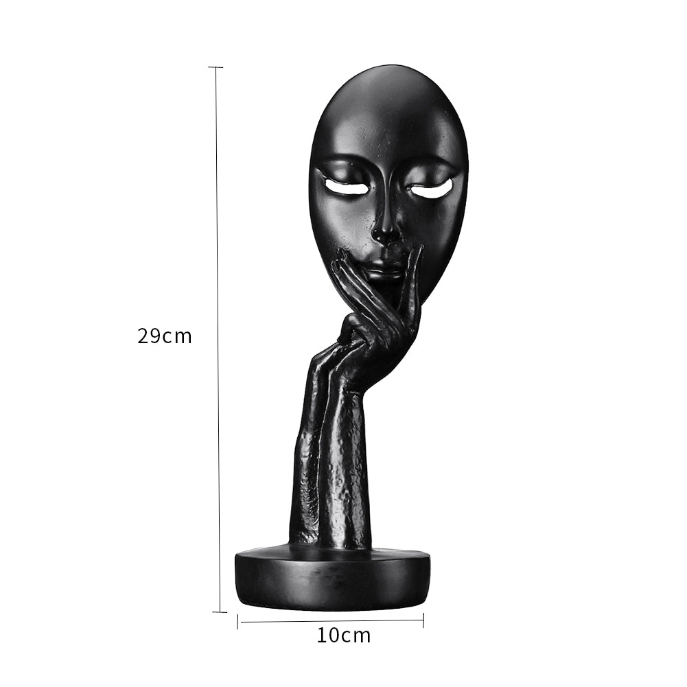 Abstract Resin Woman Face Statue 29cm Black