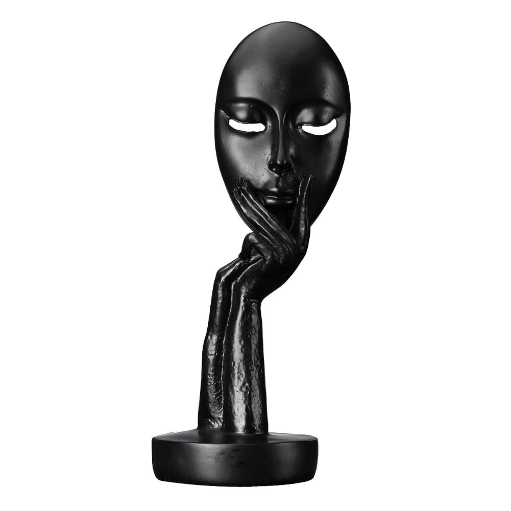 Abstract Resin Woman Face Statue 29cm Black