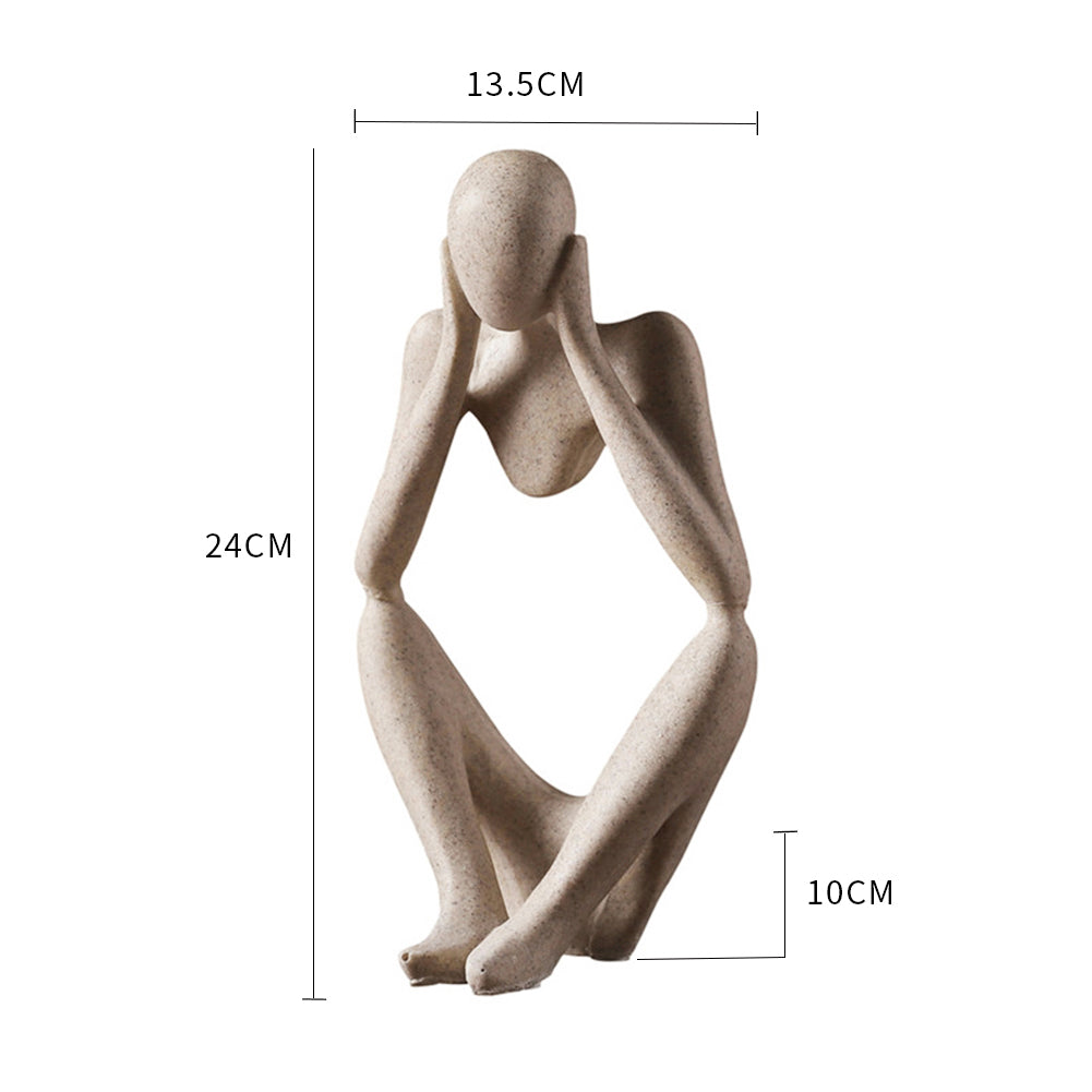 Abstract Resin Meditator Statue 24cm Beige