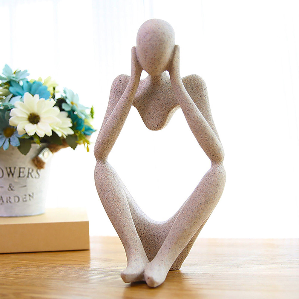 Abstract Resin Meditator Statue 24cm Beige